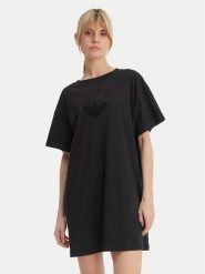 Emporio Armani Sukienka codzienna EW004078 AF20244 UC001 Czarny Regular Fit. Czarne sukienki Emporio Armani, na co dzień, s, bez wzorów, z bawełny, bez kołnierzyka, bez ramiączek, proste. Za 398.99 zł.