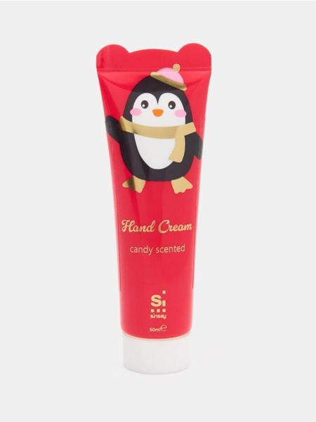 Krem do rąk o cukierkowym zapachu - czerwony. Dłonie Sinsay. Za 7.99 zł.