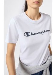 Champion Koszulka w kolorze białym rozmiar: S. Białe bluzki Champion, s, bez wzorów, z bawełny, bez kołnierzyka, bez ramiączek. Za 74.28 zł.