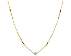 Naszyjnik z żółtego i białego złota z diamentem - 0,005 ct - próba 585. Białe naszyjniki Apart, z diamentem, złote. Za 2,490.00 zł.