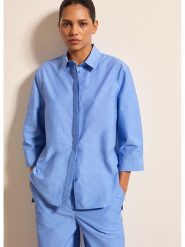 STEFANEL Koszula w kolorze niebieskim rozmiar: S. Niebieskie koszule Stefanel, s, bez wzorów, z asymetrycznym kołnierzem, bez ramiączek. Za 165.99 zł.