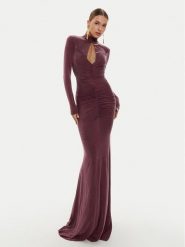 Elisabetta Franchi Sukienka wieczorowa AB-616-46E2-V800 Bordowy Slim Fit. Czerwone sukienki Elisabetta Franchi, bez wzorów, wizytowe, bez kołnierzyka, bez ramiączek. Za 3,039.00 zł.