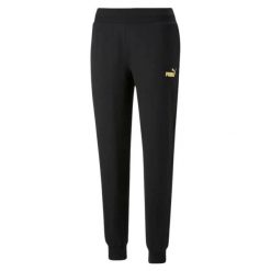Spodnie Do Joggingu Damskie Metalik ESS+. Czarne spodnie dresowe Puma, bez wzorów, z dresówki. Za 257.99 zł.