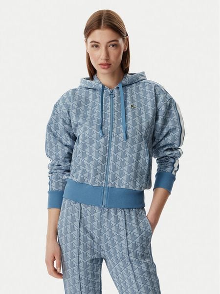 Lacoste Bluza SF7606 Niebieski Regular Fit. Niebieskie bluzy Lacoste, bez wzorów, z bawełny, bez kaptura. Za 780.99 zł.