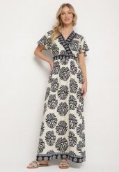 Niebieska Wiskozowa Sukienka Rozkloszowana z Kopertowym Dekoltem w Boho Wzór Paldena. Niebieskie sukienki Born2be, na co dzień, na lato, l, z aplikacjami, z wiskozy, boho, bez kołnierzyka, bez ramiączek, maxi, kopertowe. Za 84.99 zł.