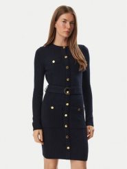 Marciano Guess Sukienka dzianinowa 5BGK43 5893Z Granatowy Regular Fit. Niebieskie sukienki Marciano Guess, z aplikacjami, z dzianiny, bez kołnierzyka, bez ramiączek. Za 1,289.00 zł.
