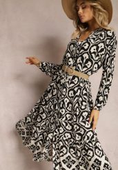 Czarna Koszulowa Sukienka Ozdobiona Ornamentalnym Printem Crypta. Czarne sukienki Renee, l, bez wzorów, z tkaniny, bez kołnierzyka, bez ramiączek, maxi, koszulowe. Za 79.99 zł.