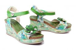 LAURA VITA Hacdeo 09 SL14598-9D menthe, sandały damskie. Zielone sandały Laura Vita, bez wzorów, ze skóry, bez obcasa, na koturnie, bez zapięcia. Za 419.90 zł.