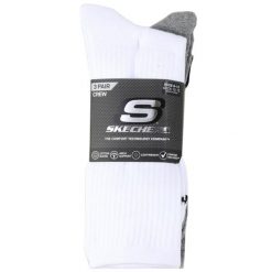 Skarpetki sportowe dla dorosłych 3pk Unisex Non Terry Crew. Białe skarpety Skechers, bez wzorów, z bawełny. Za 49.99 zł.