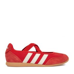 Baleriny adidas. Czerwone baleriny Adidas, bez wzorów, bez obcasa. Za 279.99 zł.