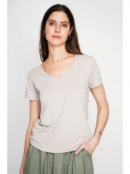 ASSUILI Koszulka w kolorze kremowym rozmiar: 34. Brązowe bluzki Assuili, bez wzorów, bez kołnierzyka, bez ramiączek. Za 56.99 zł.