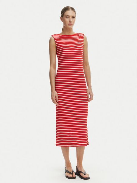 Tommy Hilfiger Sukienka codzienna WW0WW49311 Czerwony Slim Fit. Czerwone sukienki TOMMY HILFIGER, na co dzień, m, bez wzorów, z wiskozy, bez kołnierzyka, bez ramiączek, proste. Za 322.99 zł.