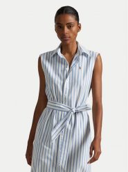 Polo Ralph Lauren Sukienka koszulowa 211973767001 Błękitny Regular Fit. Niebieskie sukienki Polo Ralph Lauren, bez wzorów, z bawełny, bez kołnierzyka, bez ramiączek, koszulowe. Za 759.99 zł.