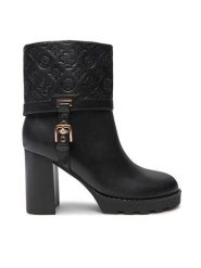 Guess Botki Neadla FLFNEA FAL10 Czarny. Czarne botki Guess, z aplikacjami, ze skóry, bez obcasa, na słupku, bez zapięcia. Za 879.99 zł.