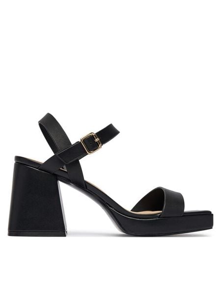 Aldo Sandały Montse 13621139 Czarny. Czarne sandały Aldo, bez wzorów, ze skóry, bez obcasa, na słupku, bez zapięcia. Za 246.99 zł.