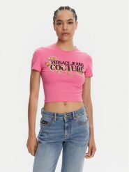 Versace Jeans Couture T-Shirt 78HAHC05 Różowy Slim Fit. Czerwone t-shirty Versace Jeans Couture, s, bez wzorów, z bawełny, bez kołnierzyka, bez ramiączek. Za 489.99 zł.