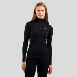 T-shirt thermique Odlo Merino 200 col zippé manches longues clair. Czarne bielizna sportowa Odlo, s, bez wzorów. Za 499.99 zł.