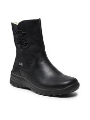 Rieker Botki Z7172-00 Czarny. Czarne botki Rieker, bez wzorów, ze skóry, bez obcasa, na płaskiej podeszwie, bez zapięcia. Za 279.99 zł.