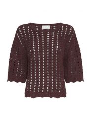 MOSS COPENHAGEN Sweter "Fairyn" w kolorze ciemnobrązowym rozmiar: XS/S. Brązowe swetry Moss Copenhagen, s, bez wzorów, z bawełny, bez ramiączek. Za 193.70 zł.