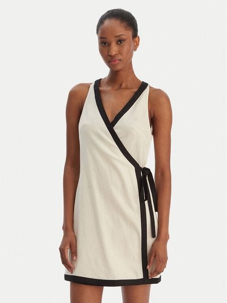 Seafolly Sukienka letnia Beach Bound 55589-DR Beżowy Slim Fit. Brązowe sukienki Seafolly, na lato, l, bez wzorów, ze lnu, bez kołnierzyka, bez ramiączek. Za 569.99 zł.