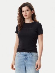 Tommy Jeans T-Shirt Tonal Linear DW0DW20315 Czarny Slim Fit. Czarne t-shirty Tommy Jeans, m, bez wzorów, z bawełny, bez kołnierzyka, bez ramiączek. Za 89.99 zł.
