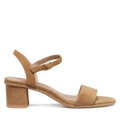 Sandały Geox. Brązowe sandały Geox, bez wzorów, bez obcasa, na słupku, bez zapięcia. Za 459.99 zł.