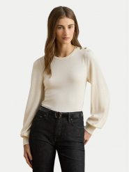 LAUREN RALPH LAUREN Sweter 200980974002 Beżowy Relaxed Fit. Brązowe swetry Lauren Ralph Lauren, s, bez wzorów, z bawełny, bez ramiączek. Za 759.99 zł.