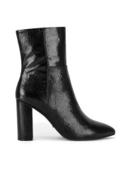 MEXX Botki MI001714343W Czarny. Czarne botki Mexx, bez wzorów, ze skóry, bez obcasa, na słupku, bez zapięcia. Za 279.99 zł.