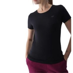 Koszulka Damska 4F. Czarne koszulki sportowe 4f, bez wzorów, bez ramiączek. Za 84.99 zł.
