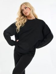 Bluza - czarny. Czarne bluzy Sinsay, l, bez wzorów, bez kaptura. Za 29.99 zł.