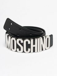 Moschino Skórzany pasek w kolorze czarnym rozmiar: 54. Czarne paski MOSCHINO, bez wzorów, z materiału. Za 293.95 zł.