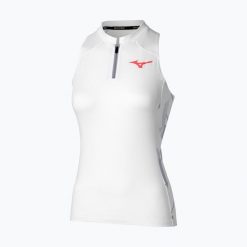 Koszulka damska Mizuno Daybreakers Printed Tank W white/icelandic blue. Białe bluzki Mizuno, bez wzorów, sportowe, bez kołnierzyka, bez ramiączek. Za 129.99 zł.