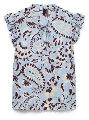 Vero Moda Bluzka w kolorze błękitno-brązowym rozmiar: L. Brązowe bluzki Vero Moda, l, bez wzorów, z wiskozy, klasyczne, bez kołnierzyka, bez ramiączek. Za 91.77 zł.
