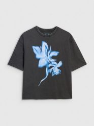 4F T-shirt oversize z nadrukiem damski - czarny XS. Czarne t-shirty 4f, xl, bez wzorów, z bawełny, bez kołnierzyka, bez ramiączek. Za 69.99 zł.