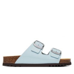 Klapki Scholl. Niebieskie klapki Scholl, bez wzorów, bez obcasa. Za 294.99 zł.