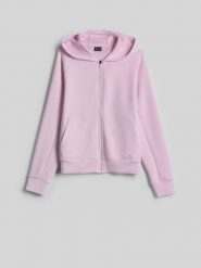 4F Bluza dresowa regular z kapturem damska - różowa XS. Czerwone bluzy 4f, xs, bez wzorów, z dresówki, z kapturem. Za 169.99 zł.