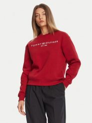 Tommy Hilfiger Bluza WW0WW39791 Czerwony Relaxed Fit. Czerwone bluzy TOMMY HILFIGER, xl, bez wzorów, z bawełny, bez kaptura. Za 429.99 zł.