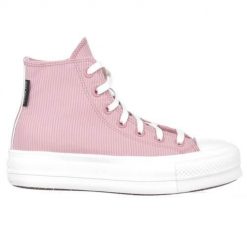 Buty do chodzenia damskie Converse A06148C. Niebieskie obuwie sportowe Converse, z materiału, za kostkę, bez zapięcia, trekkingowe. W wyprzedaży za 379.35 zł.