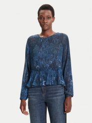 Desigual Bluzka Plise 25WWBW09 Granatowy Regular Fit. Niebieskie bluzki Desigual, xs, bez wzorów, z syntetyku, bez kołnierzyka, bez ramiączek. Za 369.99 zł.
