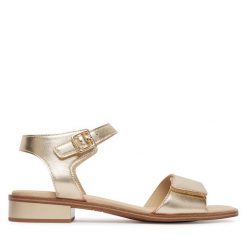 Sandały Caprice. Żółte sandały Caprice, bez wzorów, bez obcasa, na słupku, bez zapięcia. Za 339.99 zł.