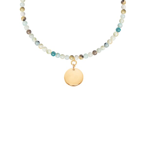 Naszyjnik z kamieni trolleit z medalikiem. Naszyjniki Lilou, pozłacane. Za 277.00 zł.