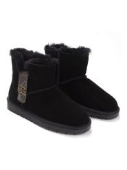 NICEBAY Skórzane botki zimowe "Loldy" w kolorze czarnym rozmiar: 40. Czarne botki NICEBAY, na zimę, z aplikacjami, z materiału, bez obcasa, bez zapięcia. Za 205.36 zł.