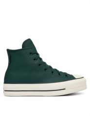 Converse Trampki Chuck Taylor All Star Lift Platform Water-Repellent A18393C Zielony ciemny. Zielone trampki Converse, bez wzorów, ze skóry, bez zapięcia. Za 449.99 zł.