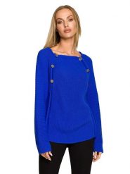Made of emotion Sweter w kolorze niebieskim rozmiar: S/M. Niebieskie swetry Made Of Emotion, m, bez wzorów, bez ramiączek. Za 138.21 zł.