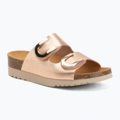 Klapki damskie Scholl Montery 2 Straps Ad Med. Czerwone klapki Scholl, bez wzorów, z materiału, bez obcasa. Za 349.99 zł.