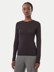Tommy Hilfiger Bluzka UW0UW06611 Czarny Slim Fit. Czarne bluzki TOMMY HILFIGER, xs, bez wzorów, bez kołnierzyka, bez ramiączek. Za 209.99 zł.