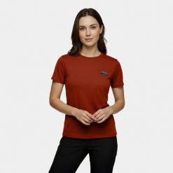 Koszulka damska merino Alpinus Otago. Czerwone bluzki Alpinus, bez wzorów, z wełny, sportowe, bez kołnierzyka, bez ramiączek. Za 149.00 zł.