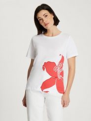 Cross Jeans Koszulka w kolorze białym rozmiar: L. Białe bluzki Cross Jeans, l, bez wzorów, z bawełny, bez kołnierzyka, bez ramiączek. Za 43.99 zł.