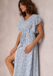Niebieska Sukienka Thelliopis. Niebieskie sukienki Renee, m, bez wzorów, boho, bez kołnierzyka, bez ramiączek, maxi, rozkloszowane. Za 74.99 zł.