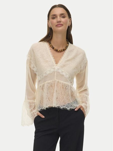 Vero Moda Bluzka Emilie 10347592 Écru Regular Fit. Bluzki Vero Moda, xs, bez wzorów, z syntetyku, bez kołnierzyka, bez ramiączek. Za 209.99 zł.